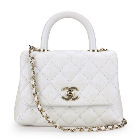 chanel white bag with handle